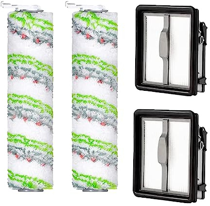 Fictezlove Zubehör Bürstenwalze für Bissell CrossWave X7 Pet Pro 2955N 3479N All in One Nass-Trocken-Staubsauger, 2 Stück Ersatzfilter und 2 Stück Multiflächen-Bürstenrolle