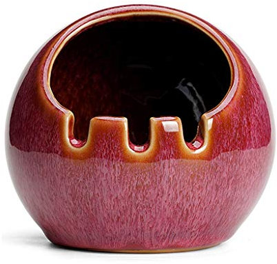 CULPRT Keramik -Aschenbecher Windschutz -Eschenschale Mit Groove Leicht Zu Reinigen Aschenbechhalter Für Raucher Desktop -Aschenschale Für Home Office, Aschenbecher, Aschenbecher/Rot