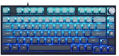 MOLGRIA Skyloong GK75 Gaming-Tastatur mit blauer Hintergrundbeleuchtung und seitlichen transparenten Pudding-Tastenkappen, Hot Swappable gelbe Mechinery Gateron-Schalter, Typ C kabelgebundener Knopf