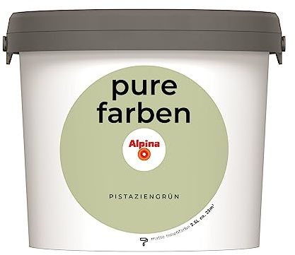 Alpina peinture murale pure couleurs - Vert pistache - Peinture intérieure résistante et respirante - Économique, bien couvrante et lavable - 2,5 litres