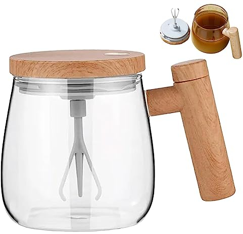 Fenytay Electric Stirring Mug, 400ML Stirring Coffee Mug, Portable Glass Mug Electric, Auto Stirring Mugs with Lid, Mixing Cup High Speed, Automatic Stirring Mug for Dining Rooms Living Rooms