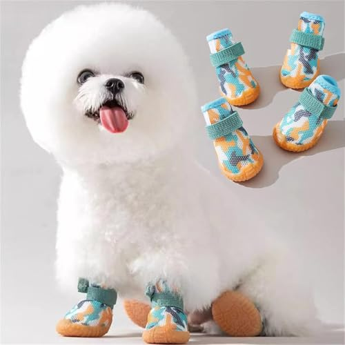 Yeduzyn 4 wasserdichte Hundeschuhe für Schnee und Regen, Teddy, Zwergspitz, Bichon, mittlere und kleine Hunde (Größe 5)