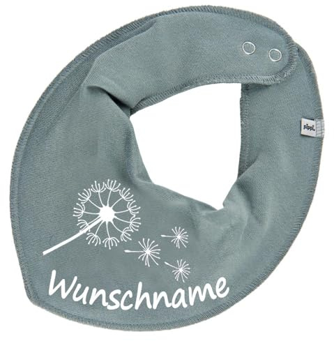 HALSTUCH mit Namen oder Text personalisiert für Baby oder Kind aus Baumwolle in Einheitsgröße Pusteblume