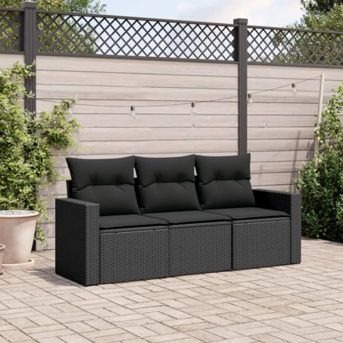 ULUYYUC 3-TLG. Garten-Sofagarnitur, Eckbank Küche Balkonmöbel Küchensofa Gartenbank Geeignet für Balkon Außenbereich Garten Hinterhof mit Kissen Schwarz Poly Rattan
