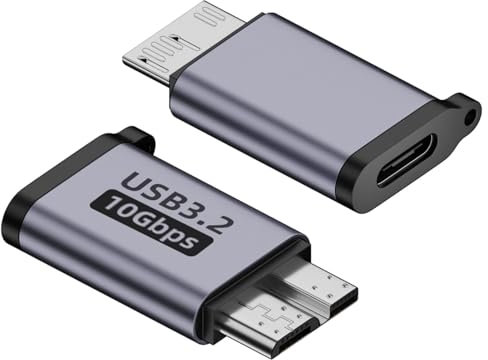 Vidacharmy 2 Stück Adapter Typ C auf Micro USB 3.0, 10 Gbps USB C Buchse auf Micro B Stecker Daten Ladekabel Adapter kompatibel mit Toshiba, Seagate, WD, Galaxy S5 Note 3, HDD usw