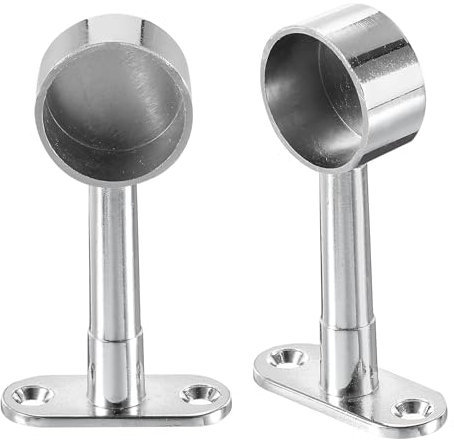 sourcing map 2Pcs 82-105mm Closet Rod Support Bracket, Rod Holder Wardrobe Accessories Clothes Rail Seat for Bedroom Bathroom, Silver