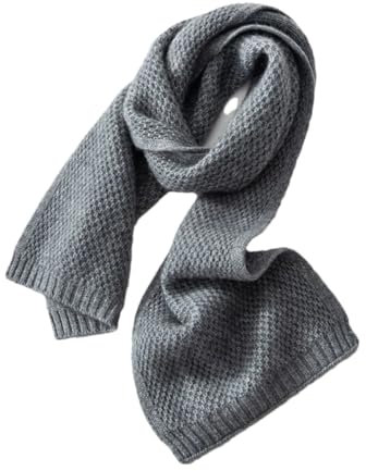 Unisex Kaschmir-Schal, Kaschmir, gestrickt, einfarbig, warm, grau, One size