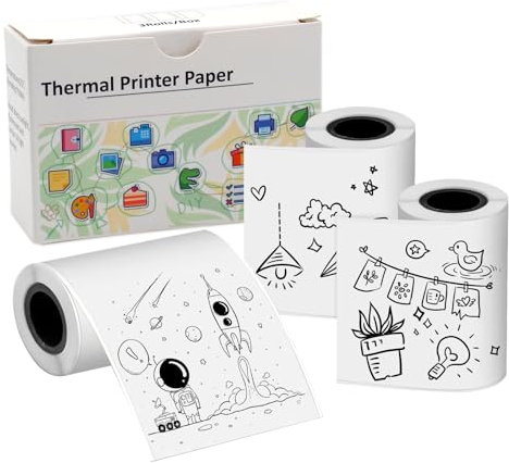 Thermopapier für T02/M02X/M02L/M02S Mini Thermo-Drucker, Weiß für Fotodruck, Studiennotizen, Journale und Mehr,(50mm*3.5m 3 Rollen)