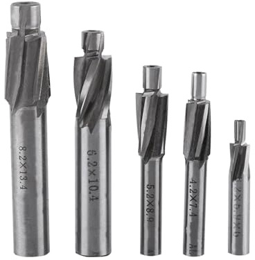 5pcs Counterbore Set Counterbore Drill Bit Set High Toughness Countersink Milling Cutter Mill Cutter Set HSS-AL Countersink End Mill Cutter Set M3 M4 M5 M6 M8