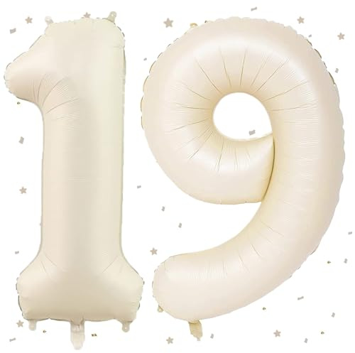 Luftballon Beige Zahlenballon 19 Helium Ballon Deko für Geburtstage und Jubiläumsfeierlichkeiten