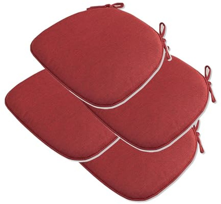 ZIBENE Stuhlkissen mit Badezimmern Landhausstil, Sitzkissen 40 x 40 cm 4er-Set, waschbare Stuhlkissen, halbrunde Stuhlkissen für Sessel, Vintage Leinen Sitzpolsterung Esszimmer Rot