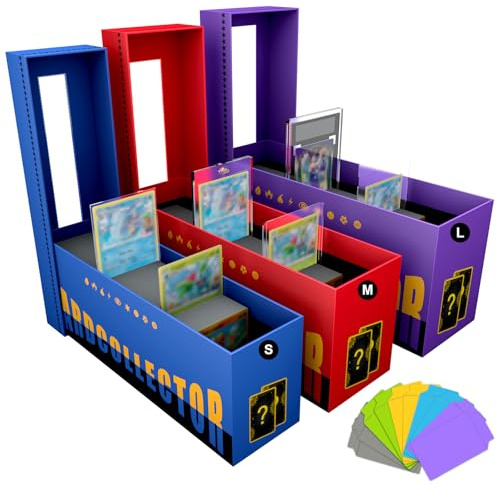 Boîte de rangement pour cartes à collectionner standard - Porte-cartes magnétique semi-rigide - Avec intercalaires - Stockage de cartes en vrac plus de 4000 pour cartes de baseball PTCG MTG - 3
