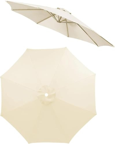 ELYSYSRL Auvent de Remplacement pour Parasol de Terrasse de 2/2.5/3.0/3.5m, 6 Baleines/8 Baleines Toile De Parasol Déporté Housse de Rechange(Beige,3.0M/6 Arms)