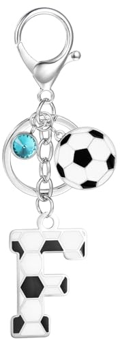 MWOOT Portachiavi Calcio Lettera Iniziale, Portachiavi Alfabeto con Ciondoli a Calcio, Portachiavi Sport Regalo Calcio per Amanti del Calcio, Charms per Borse Zaino Accessori(F)