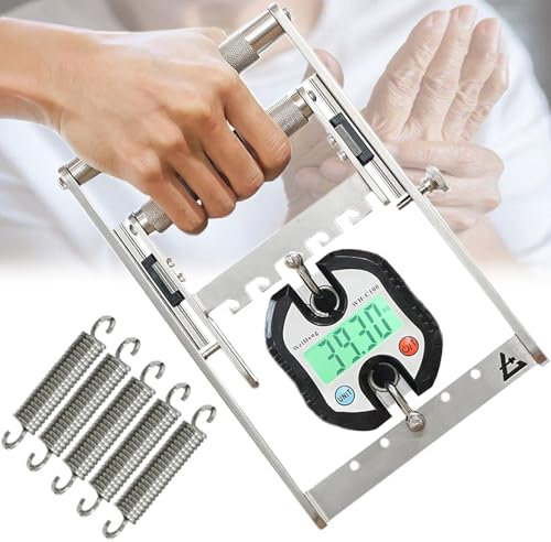 hocvseo Tester di Forza della Presa, Dinamometro Manuale in Acciaio Inossidabile da 330 Libbre, con 5 Molle, Impugnatura Antiscivolo, con Display Digitale, per L'allenamento Muscolare della Mano
