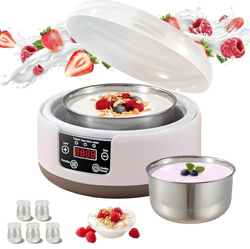 Probiotic Yogurt Maker, 1400ML Automatic Yogurt Machine, LED Display Multi-Function Probiotic Yogurt Motor, 68-131°F 48 Working Hours Yogurt Motor with 5 Jars, for Yogurt Handmade Lover