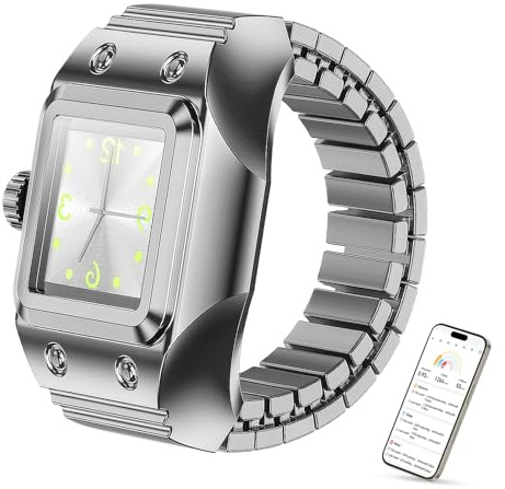 Govllfoz Fitnessring für Damen & Herren | Uhr Ring mit Zeitanzeige & 3 Wechselbändern | IP68 Wassergeschützt | Aktivitäts- & Schlaf-Tracking(Silber)