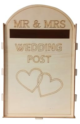 MORETATA Wedding Post Box, Wooden Gift Card Mailbox with Lock, Rustic Wedding Card Box for Letters & Gifts, Royal Mail Styled Gift Card Holder Box for Reception, Flat Pack