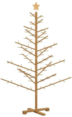 Massbinet Holz Weihnachtsbaum mit Ständer Braun 150 cm Christbaum Tannenbaum Künstlich Platzsparend Weihnachtsschmuck Weihnachtsdeko Massivholz Kiefer