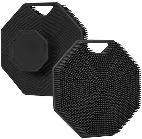 Alyvisun Silicone Body Scrubber Brosse de Bain | Brosse pour le Corps avec Crochet et ventouse, Brosse de Douche [Exfolier et Masser en Douceur] pour Tous les Types de Peau