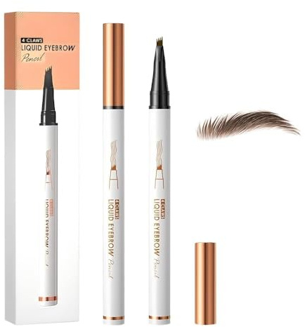 2 Stück Microblading Augenbrauenstifte, 2026 Upgraded 3D Wasserfest mit 4 Gabelspitzen, Langlebig, Natürlich, Feiner, ein Magischer Eyebrow Pencil für Frauen und Mädchen (Dunkelbraun 2Stück)