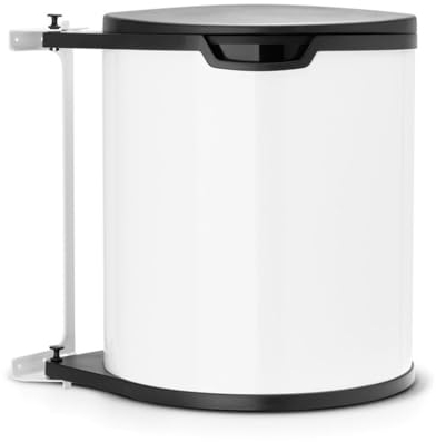 Brabantia Built-in 15L Inside Cupboard Bin (White) Removable Bucket, Easy to Mount, Auto closing, Under Sink Rubbish/Food Waste Storage (Requires min space: H47.5 x W36.9 x D30.2 cm)