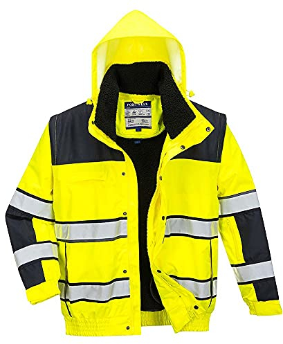 Portwest Blouson HiVis 3 en 1, Couleur: Jaune/Noir, Taille: L, C466YBRL