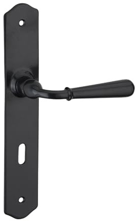 THIRARD - Conjunto de Manillas para Puerta de Dormitorio Charon - Acero Patinado - Agujero de Llave - Cuadrado 7 mm - Entr'Ejes 195 mm - Estéticas y Prácticas - Gris