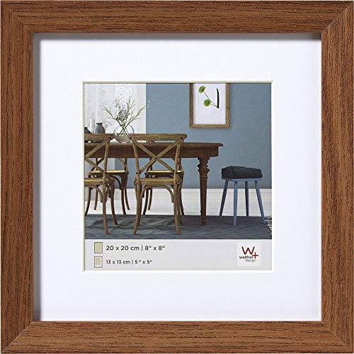 walther design Bilderrahmen eiche dunkel 30 x 30 cm mit Passepartout, Fiorito Holzrahmen EF330P