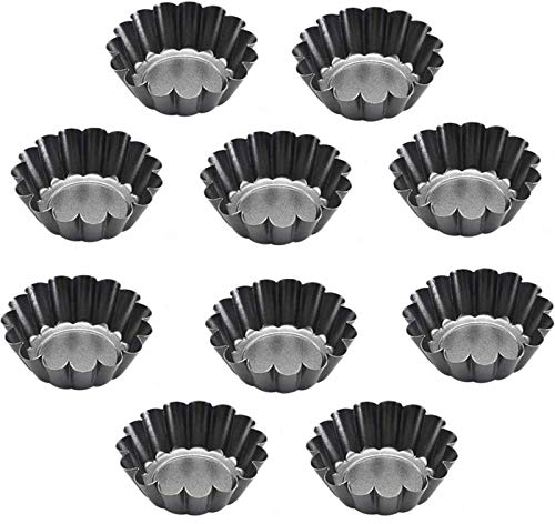 Molde de tarta de huevo - WENTS 10PCS Tarta de huevo Lata Cupcake Tarta redonda antiadherente Pan Pudín Tartaleta Molde Muffin Tazas para hornear