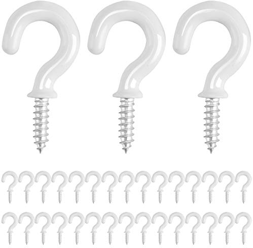 Drado 30pcs Ganci a Vite, Rivestimento in Plastica, Ganci per Soffitto del Giardino della Cucina del Bagno - 1/2'' Bianco