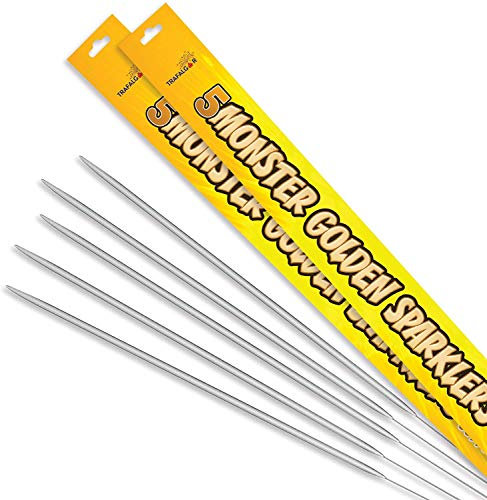 Monster Golden Sparklers - Extra Large (45cm/18) Jumbo Category 1 Party-Indoor or Outdoor Use – Birthdays Weddings Christmas New Year Bonfire Night Halloween Parties 20 Sparklers ( 4 x 5pk)