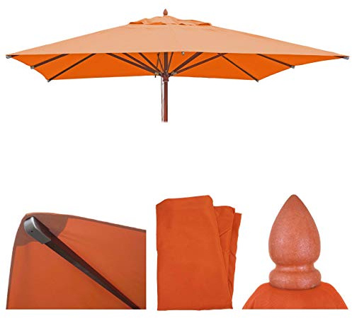 Mendler Ersatz-Bezug für Gastronomie Holz-Sonnenschirm HWC-C57, Sonnenschirmbezug, eckig 4x4m Polyester 3kg - Terracotta