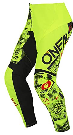 O'NEAL - Element Attack Pantaloni Motocross Giovani, Motocross Infantil Hombre, Negro/Amarillo, E022-4618