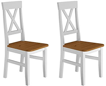Erst-Holz Küchenstuhl Massivholzstuhl Farbton Eiche und weiß Esszimmerstuhl Massivholz V-90.71-24W