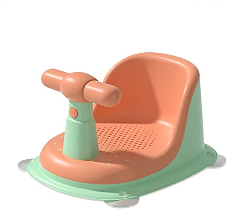 SONARIN Seggiolino da Bagno per Bambini,Sedile per Vasca da Bagno Bambini Antiscivolo Seggiolino per Bagnetto Seggiolino Doccia con Schienale & Ventose per Neonati 6-18 Mesi(Arancione)