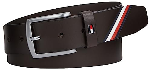 Tommy Hilfiger Herren Gürtel Denton 3,5 cm Corporate Ledergürtel, Braun (Testa Di Moro), 80