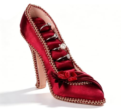 Cyrank Schmuckständer, Ringhalter Schuh, Schuhe Form Schmuckständer, Schmuckhalter, Schmuck Rack Display Stand, Ohrring-Organizer, Ring-Organizer für Schmuck, Ringe, Ohrringe(Rot High Heels)
