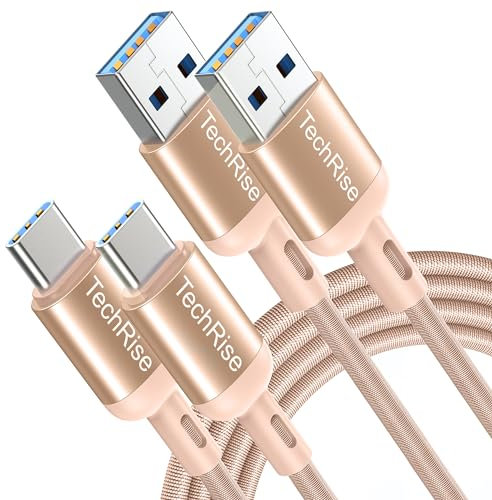 TechRise USB C Cable 2 Pack, USB Type C to USB A Charger Nylon Braided Fast Charge Cord for Samsung Galaxy S23 S22 S21 S20 S10, Google Pixel, Xperia, Android Mobile Phone (6.6 + 3.3ft)