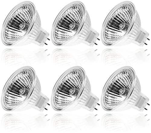 WeshLMPO Ampoule Halogène GU5.3 35W 12V, Ampoule MR16 Dimmable 420LM 2700K Blanc Chaud, Ampoule Halogene 2 Broches Couvercle en Verre pour Plafonnier, Pack de 6