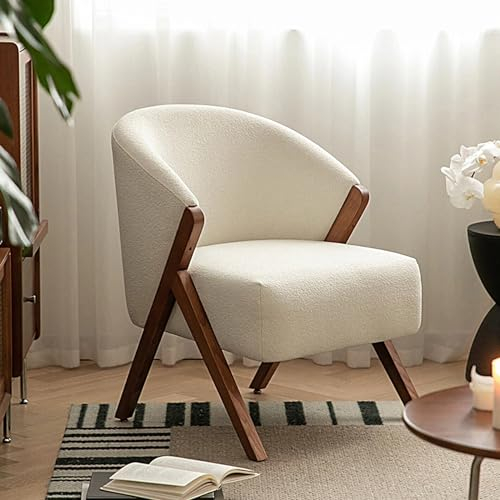 Cocktail Sessel, Sessel Beige, Sessel Wohnzimmer aus Kunstfell, AkzentstüHle for Schlafzimmer, Weich Gepolsterter Lesesessel for Wohnzimmer, Schlafzimmer, Empfangsraum, 60 X 68 X 77cm