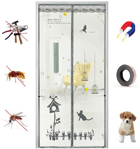 Apanphy Fliegengittertüren, Magnet Fliegengitter Balkontür 90x210 cm, Verstärkter Magnet Fliegenvorhang Insektenschutz für Wohnzimmer Terrassentür Moskitonetz mit Magnetverschluss Ohne Bohren