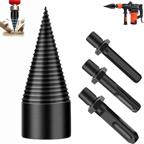 Punta A Cono Per Trapano Per Lavorare Legna Da Ardere,wood Log Splitter,punta A Cono Spaccalegna,Spaccalegna Per Legna Da Ardere, Vite Per Spaccalegna E Legna Da Ardere Con 3 Manici Per Trapano
