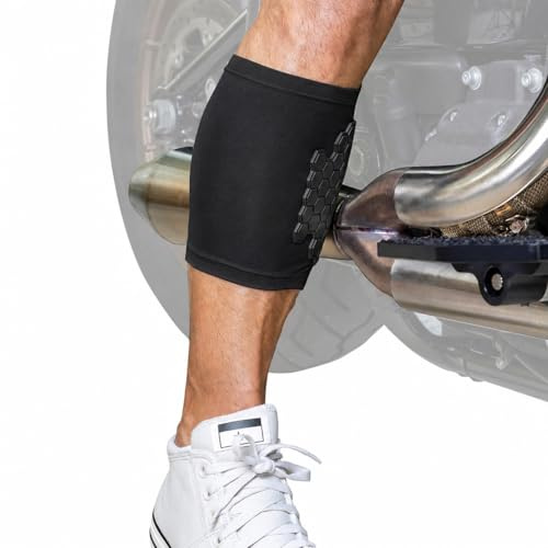 BurnJacket Max – Manchon de protection contre les brûlures du tuyau d'échappement de moto avec triple couche de protection, convient aux mollets de 31,8 à 40,6 cm – Bouclier thermique pour jambes