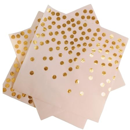 100 Stück Papier Servietten Glitter Servietten, CEILIWEN Party Papier Servietten 33x33cm - Cocktail Servietten - Gold Servietten - Rosa und Gold Servietten - Hochzeit Servietten