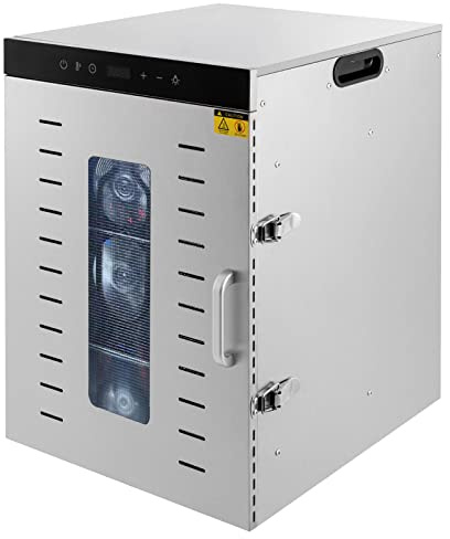 Déshydrateur automatique en acier inoxydable 1500 W, déshydrateur à 16 étages 30-90 °C avec minuterie 24 h et écran tactile, sèche-linge pour légumes, fruits, viande, fleurs