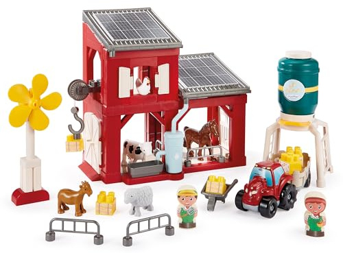 Ecoiffier Abrick Granja ecológica, Juego de construcción con Animales, Tractor, silo y Accesorios, con Paneles solares y aerogenerador, Juguete Educativo Desde 18 Meses (7900002979)