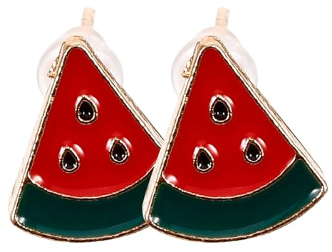 WRITWAA 1 Par De Pendientes De Sandía Esmaltados Palestinos Soporte Joyería Pendientes De Frutas Regalo De Fiesta Para Mujeres Niña