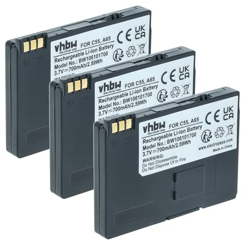 vhbw 3x batteria sostituisce Siemens BA-510, V30145-K1310-X250, S30852-D1752-X1 per telefono fisso cordless (700mAh, 3,7V, Li-Ion)