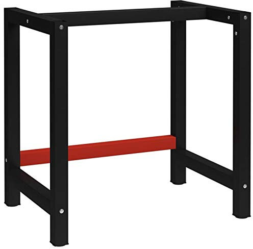 ShGaxin Struttura per banco da lavoro, cavalletti da tavolo, cavalletto metallico, tavolo da lavoro, cavalletto da lavoro, metallo nero e rosso, 150 x 57 x 79 cm